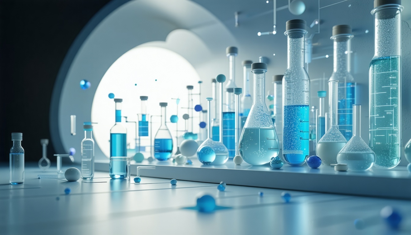 A modern and clean visual representation of the life sciences industry minimal and clear design with soft lighting and a sense of innovation and change