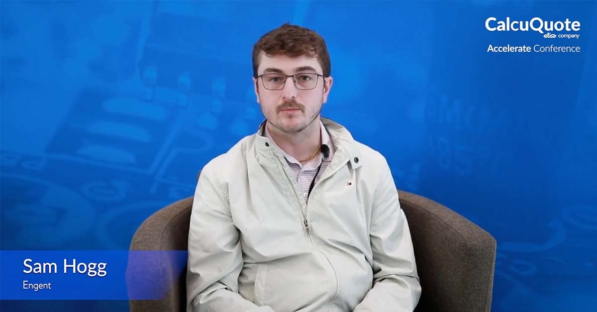 Sam Hogg von Engent gibt Interview mit CalcuQuote auf der Accelerate Conference 2023 in den Vereinigten Staaten